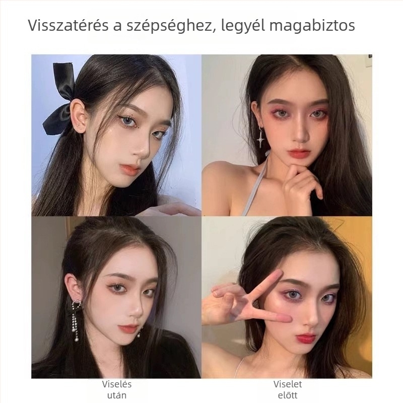 Hairkiegészítő valódi emberi hajból, egyenes, 15/25 cm hosszú, teljesen kézzel készített, festhető vagy formázható