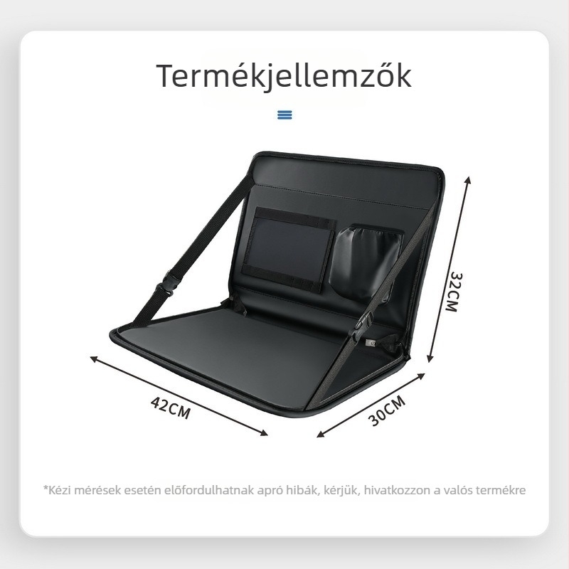 Összecsukható autós asztaltál bőr ülés tárolóval és laptop-tartóval — többfunkciós, falra szerelhető, anyag 8923769, Bymaocar