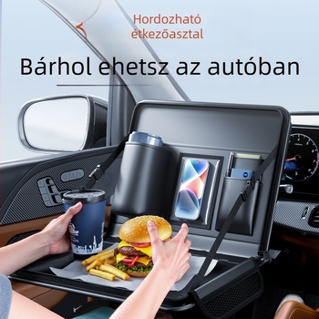 Hátsó üléshez akasztós bőrtáblás asztal – vízálló felület, tároló_zseb, logónyomtatás_elérhető