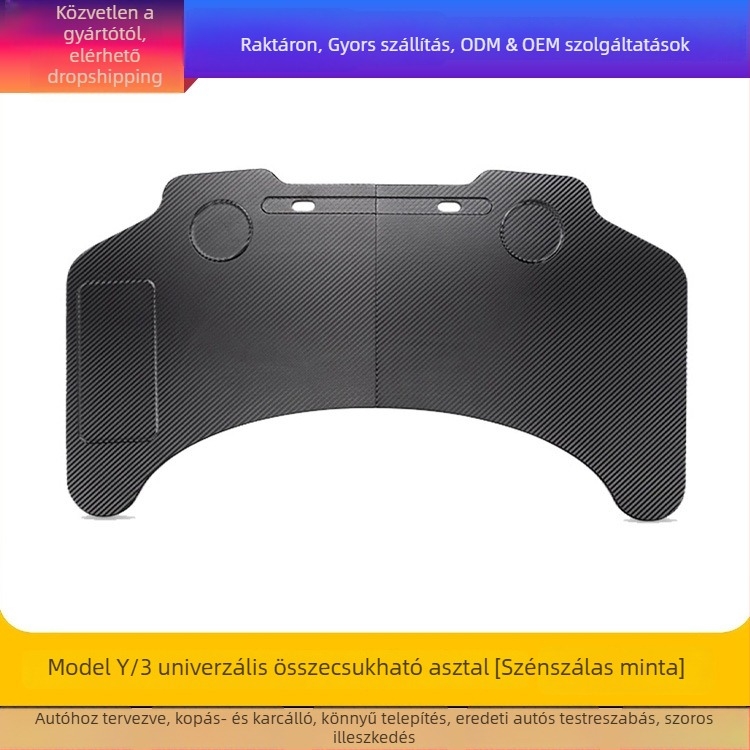 Tesla Model Y/3 autóhoz használható összecsukható műanyag étkező tálca vezető és utas részére