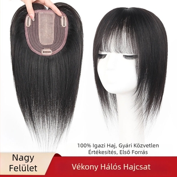 Valódi emberi hajból készült paróka teteji patch, egyenes, 20–30 cm, lélegző, festhető, növeli a volument a fehér haj fedéséhez