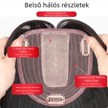 Valódi emberi hajból készült paróka teteji patch, egyenes, 20–30 cm, lélegző, festhető, növeli a volument a fehér haj fedéséhez