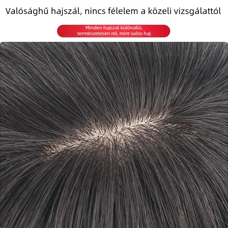 Valódi emberi hajból készült paróka teteji patch, egyenes, 20–30 cm, lélegző, festhető, növeli a volument a fehér haj fedéséhez
