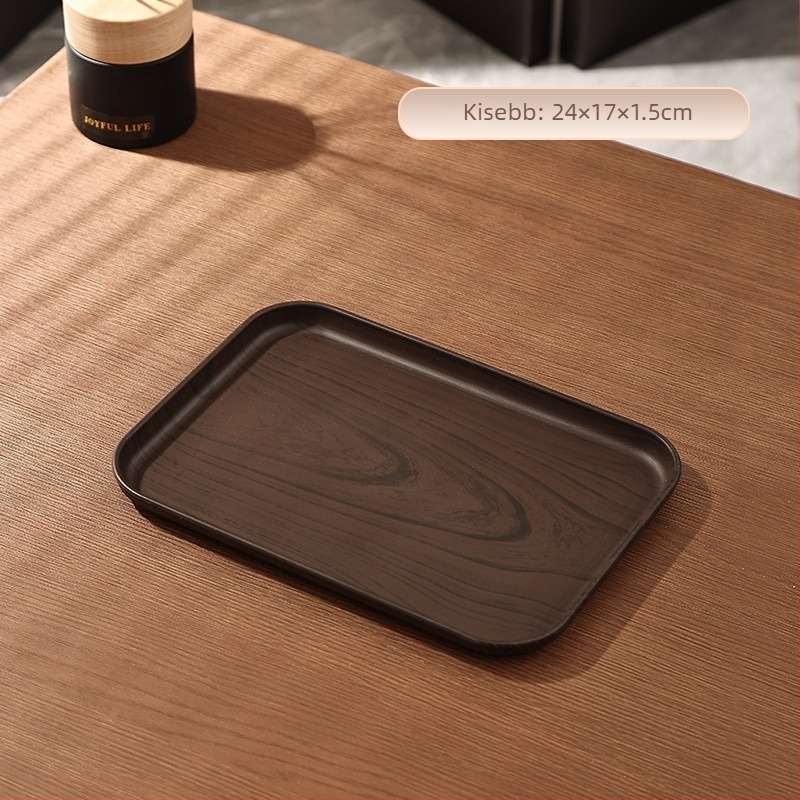 Téglalap alakú műanyag teás tálca diófa mintás felülettel, ideális szállodai és otthoni használatra, teáscsésze és teáskanna tároló, Pallet sorozat, vintage stílus