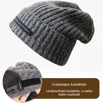 Hölgyeknek szóló sapka-paróka készlet, hosszú göndör paróka, hőálló huzal, modell MZ-20-59, koreai stílus