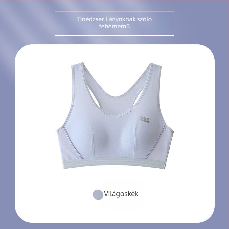 Pamut sportmelltartó lányoknak, 3/4 kosár, vékony formázott kosár, légáteresztő, kényelmes, rögzített dupla vállpántok