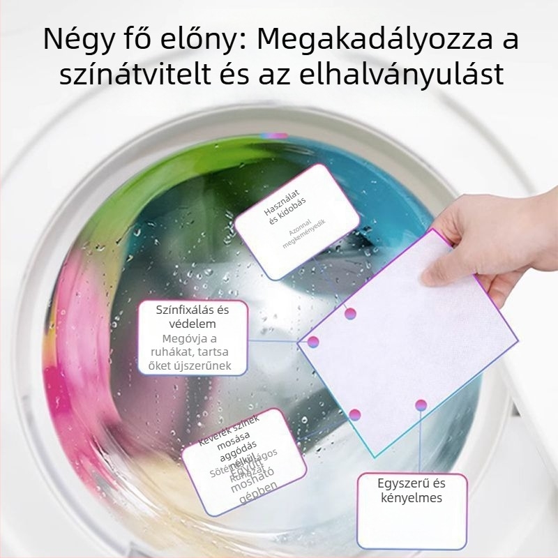 Színtelnyelő mosólapok – megakadályozzák a színek átvitelét, otthoni mosógéphez (Márka: Fan Rou)