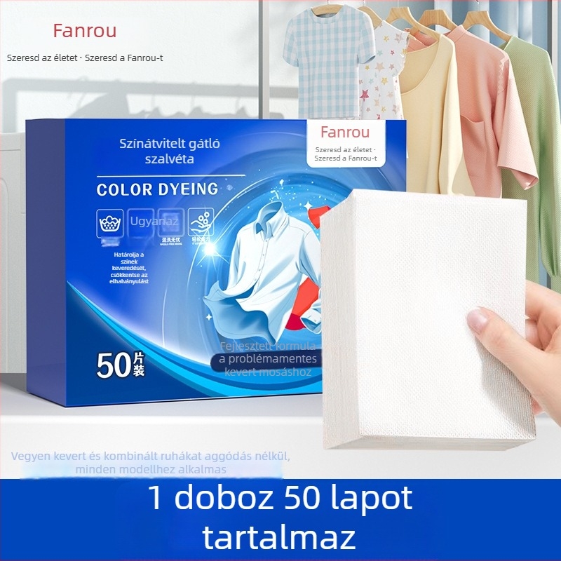 Színtelnyelő mosólapok – megakadályozzák a színek átvitelét, otthoni mosógéphez (Márka: Fan Rou)