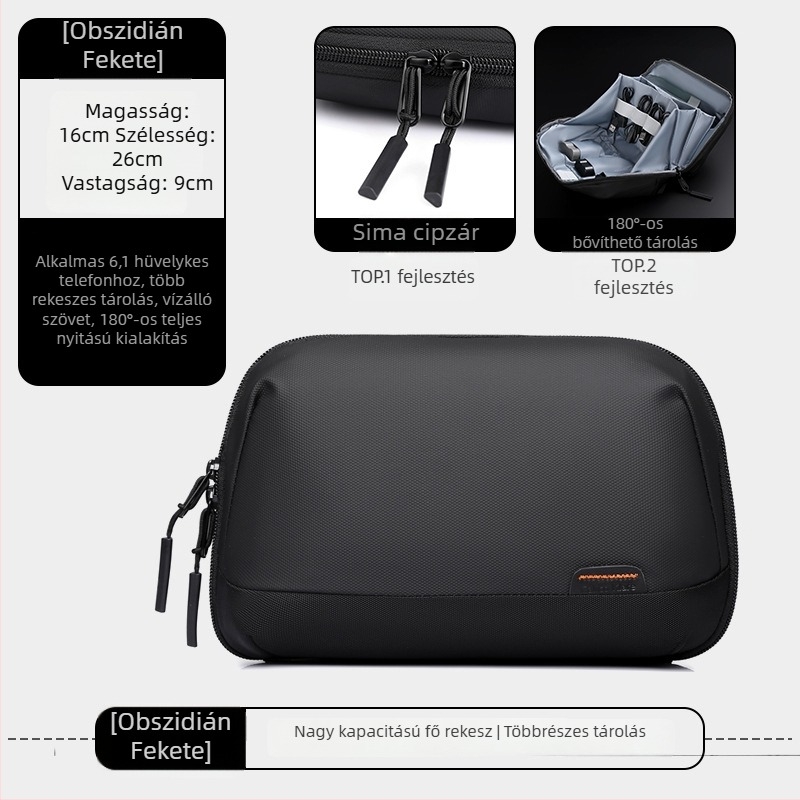 Férfiaknak készült vízálló utazó szervező Oxford anyagból adatkábeleknek, irodaszereknek és kozmetikumoknak