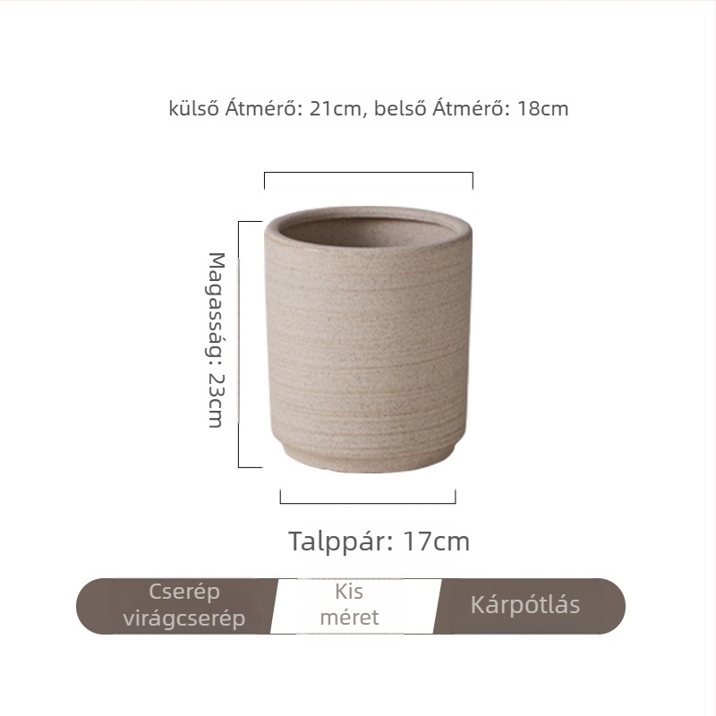 Kerámia virágcserép, egyszerű skandináv stílus, padlóra álló kivitel, légáteresztő, tartós, magas hőmérsékleten kiégetett