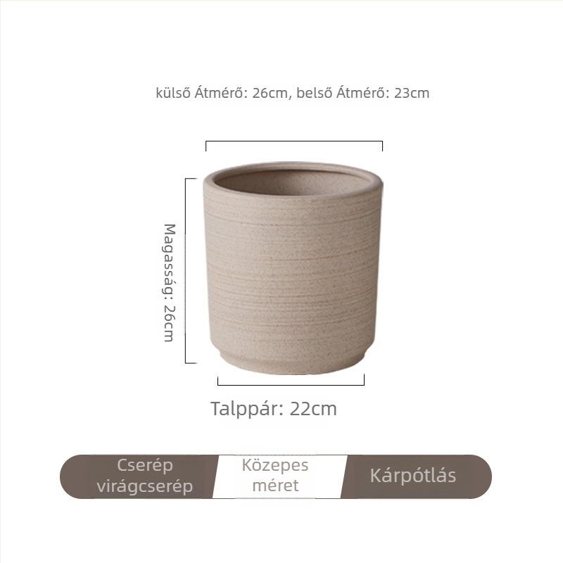 Kerámia virágcserép, egyszerű skandináv stílus, padlóra álló kivitel, légáteresztő, tartós, magas hőmérsékleten kiégetett