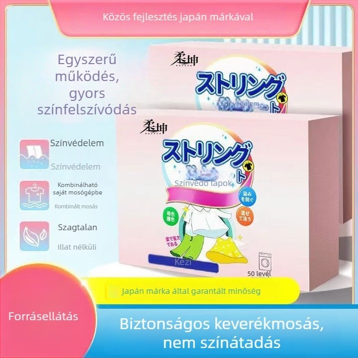Roukun Színfelszívó mosólapok ruhák színeinek átszivárgását és fakulását megakadályozva; színvédő főlapok mosógéphez, háztartási használatra, buborékfóliával