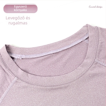 Női nyári tánctop rövid ujjú, kerek nyakú, húzózsinórral, balett, latin és modern tánchoz, poliészter anyag