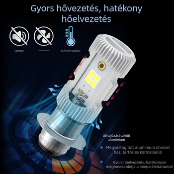 Motorkerékpár LED fényszóró P15D, két színű, közel- és távolsugár integrált, alumíniumötvözet, 9–96V, LED 3030, modell motor251-p15d, Kevanly