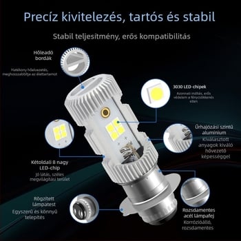 Motorkerékpár LED fényszóró P15D, két színű, közel- és távolsugár integrált, alumíniumötvözet, 9–96V, LED 3030, modell motor251-p15d, Kevanly