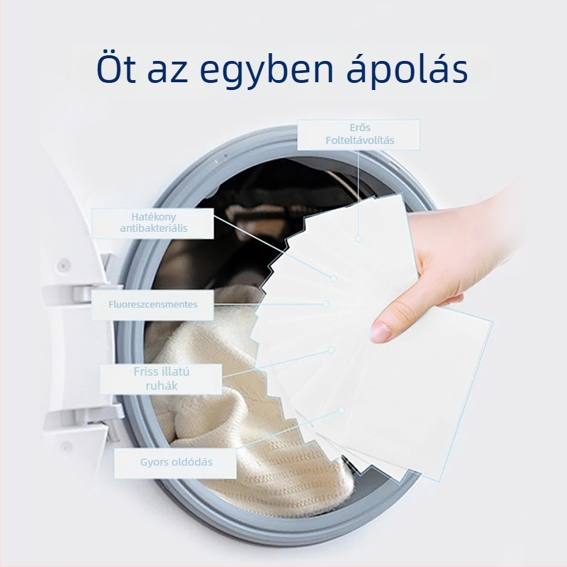 Ruhatisztító tabletták — foltvédelem, alacsony habzás, illatmentes, 6–10% aktív összetevő