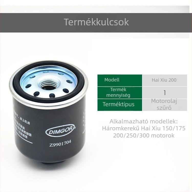 Olajszűrő elem Lovol Zongshen háromkerekű motorkerékpárhoz 200/250cc — egyhengeres, nyomaték 150 Nm, Márka Mogelon, Modell 002