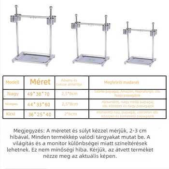 Papagáj padlóra álló állvány – rozsdamentes acél, tartós, madarak számára.