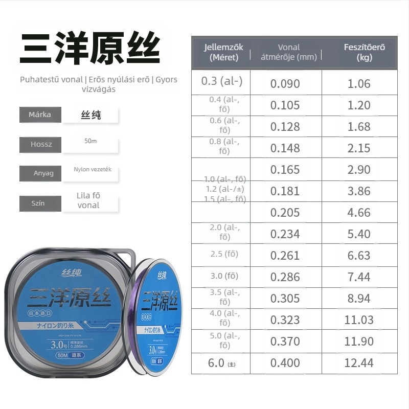 Nylonból készült fő zsinór, nagy szakítószilárdság, 200 darab, Pure Silk