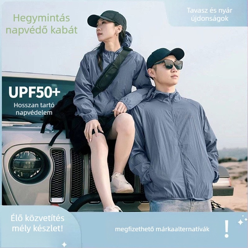 Kapucnis szélvédődzseki kültéri használatra UPF50+ UV védelem, vízálló, gyorsan száradó, légáteresztő