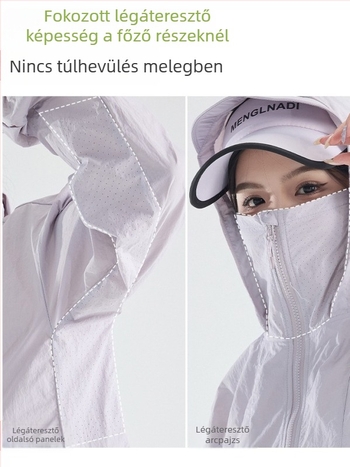 Nylon kültéri kapucnis szélálló kabát UPF50+, könnyű