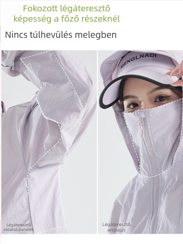 Nylon kültéri kapucnis szélálló kabát UPF50+, könnyű