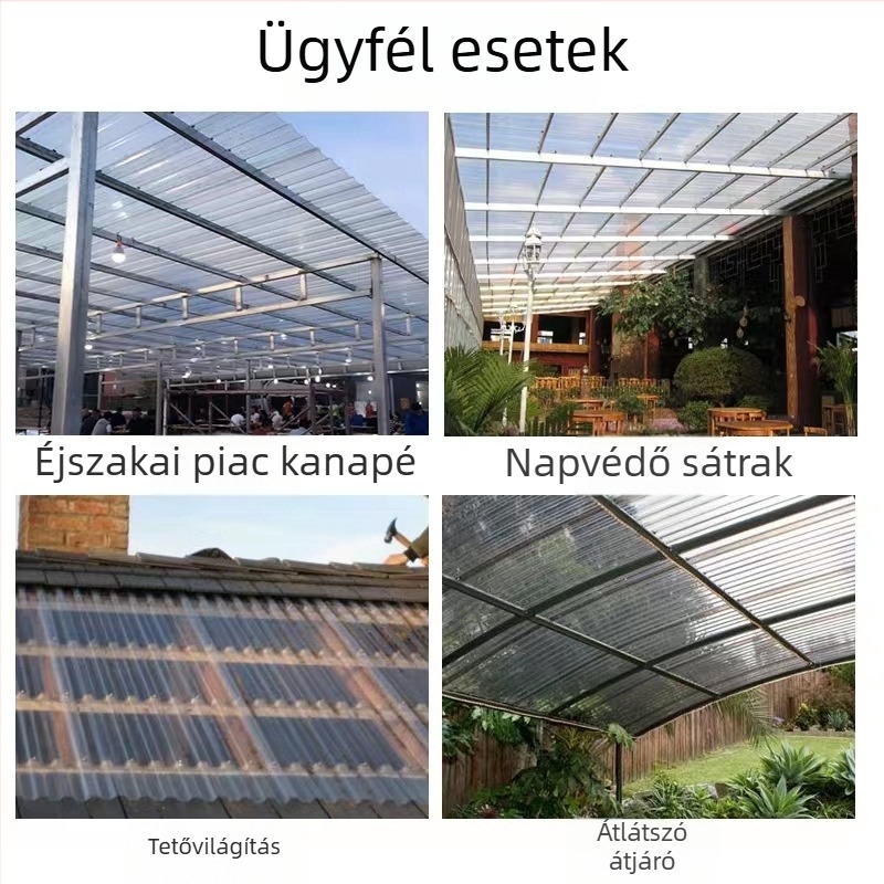 Polikarbonát skylight lapok üvegház és műhely tetőhöz — Guangxing, trapéz- és hullám profilok, vastagság 0,8–2,0 mm