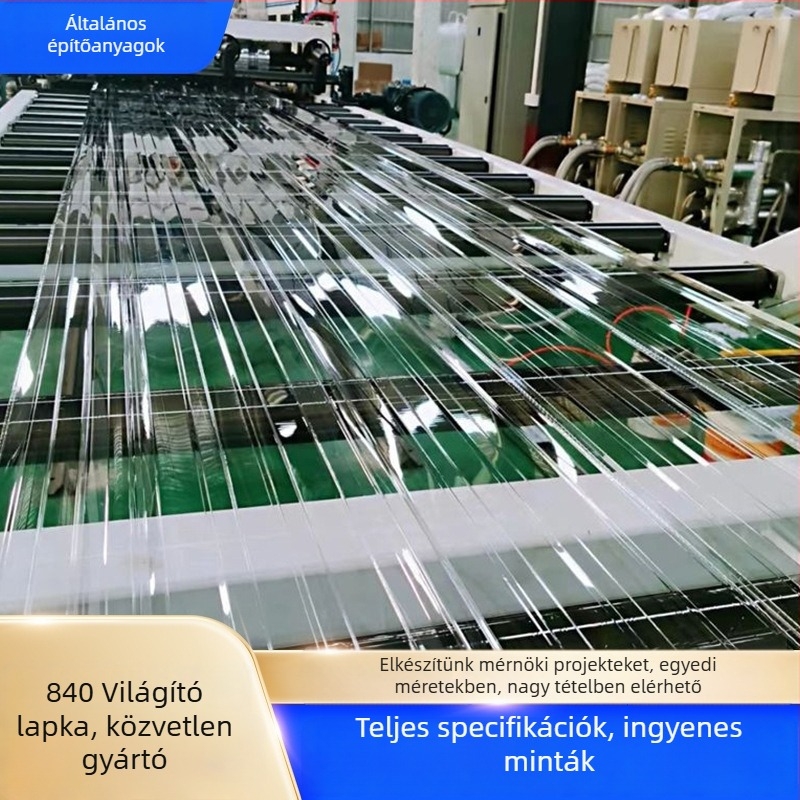 Polikarbonát világító panelek gyárépületek és üvegházak tetőihez, hullám- és trapéz alakú lemezek, 840 típusú panelek