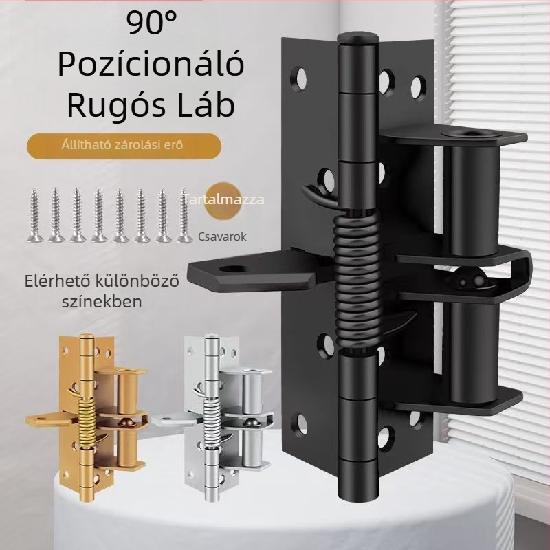 Többcélú rugós ajtózsanér automatikus zárással, rejtett zsanér, mangán acél, 90%-os buffer