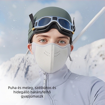 Uniszex téli meleg maszk ausztrál gyapjúból, szatén felülettel, por- és szélálló