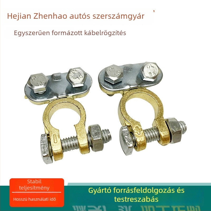 Akkumulátor terminál csipesz és csatlakozó, kétoldalas vezetékcsipesz, Modell 17, testreszabott gyártás