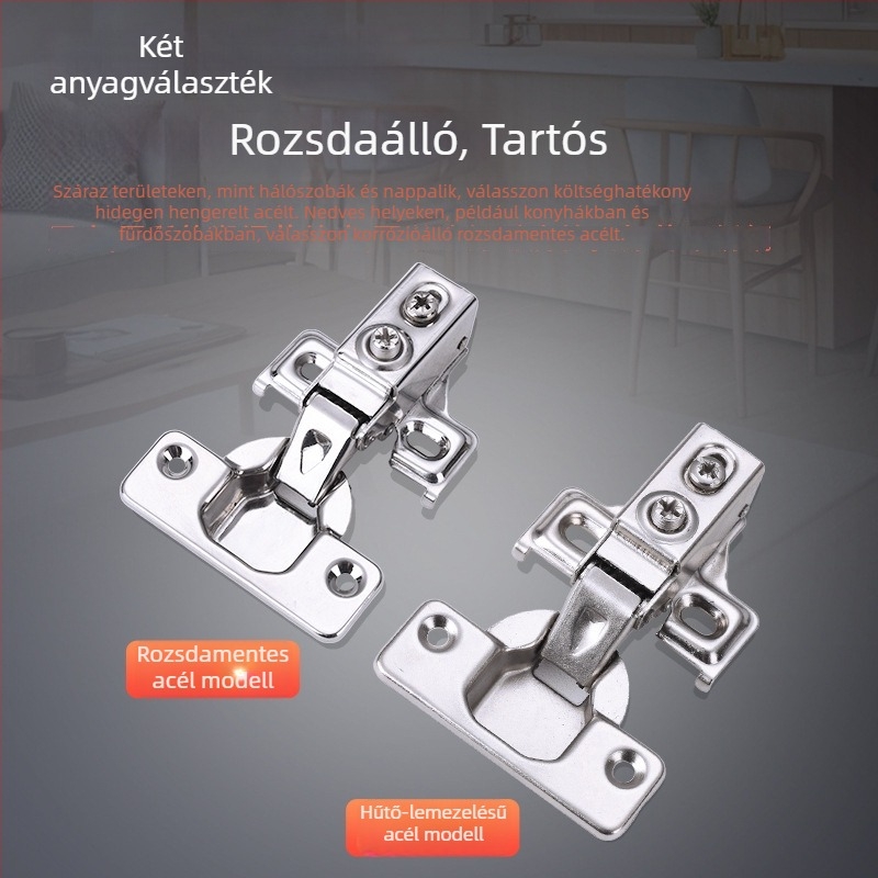 Konyhaszekrényajtó csillapítós zsanér, modell MFL07, 201 rozsdamentes acél, polírozott felület, modern minimalista stílus