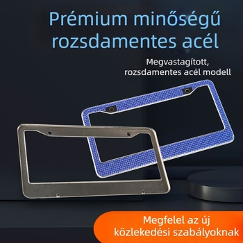 Model: Gyémántos rendszámtábla keret; Anyag: rozsdamentes acél; Típus: rhinestone, akril kő; Kompatibilis amerikai rendszámtáblákkal