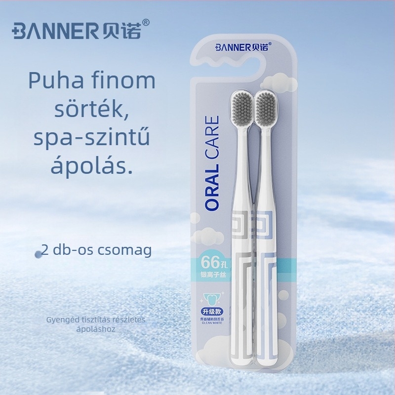 Oralgos kézi fogkefe DB-XA007, 2 darabos csomag, puha sörtéjű, széles fej, ínyvédő, csúszásmentes fogantyú