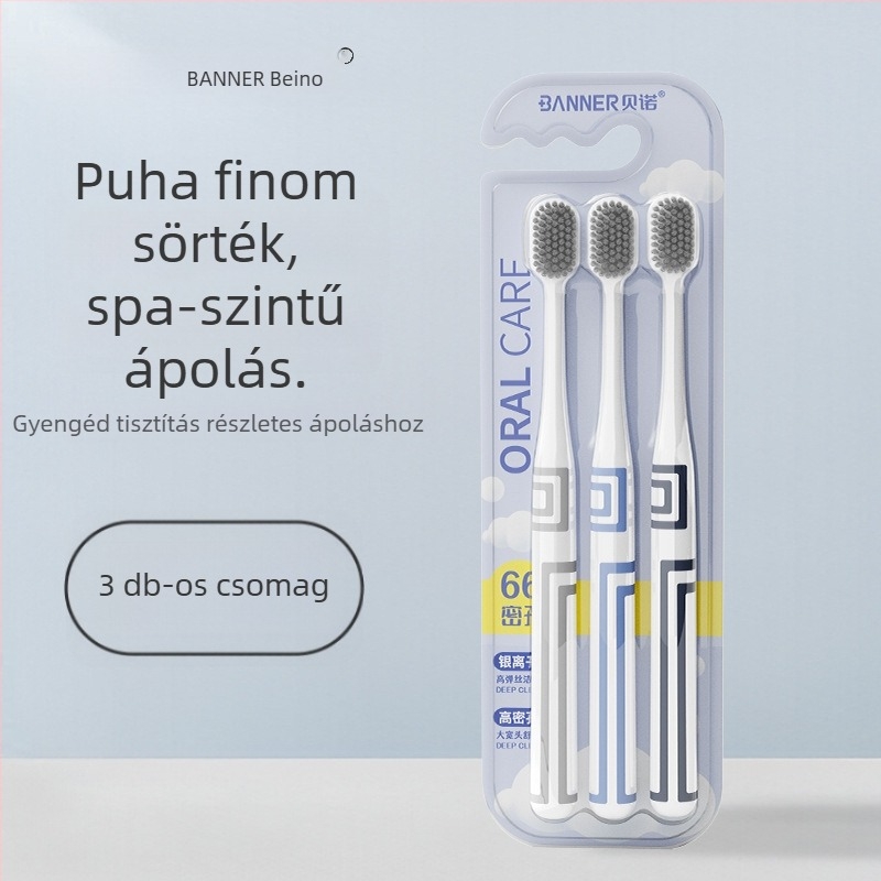 Oralgos kézi fogkefe DB-XA007, 2 darabos csomag, puha sörtéjű, széles fej, ínyvédő, csúszásmentes fogantyú