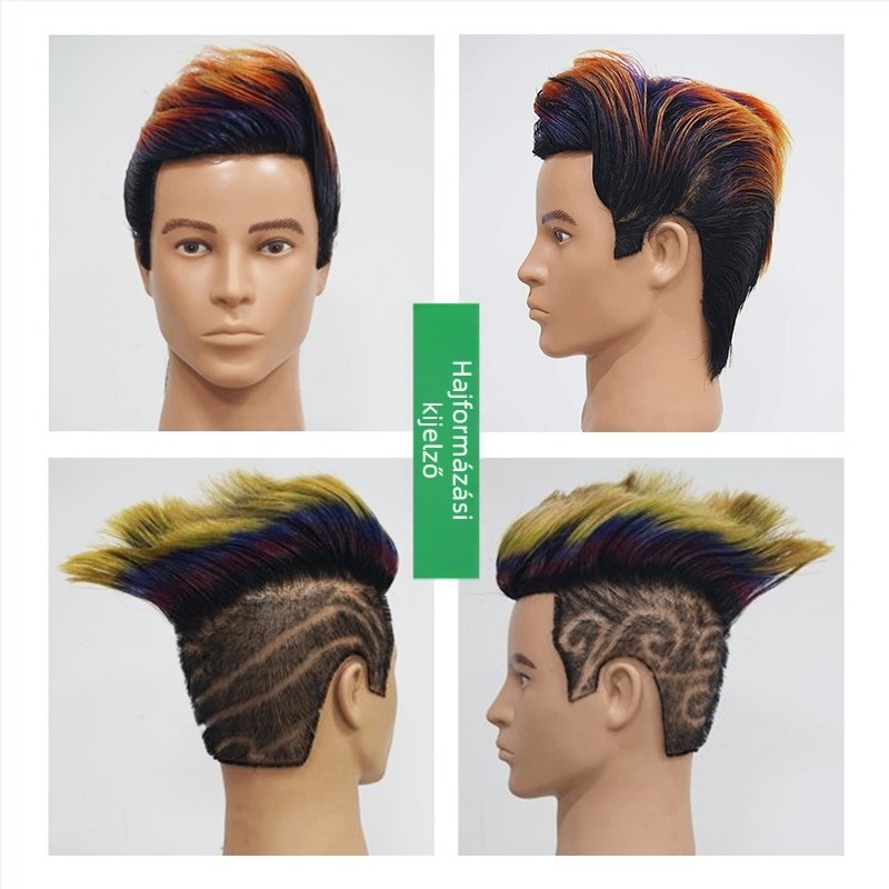 Valódi emberi hajból készült manekin fej férfi frizurákhoz, modell 12365, Jin-hee head model, rövid egyenes haj, lehet sík vagy ferde frufru