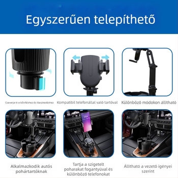 Autó pohártartó telefontartóval – ABS, modell AC-2394, márka carfu
