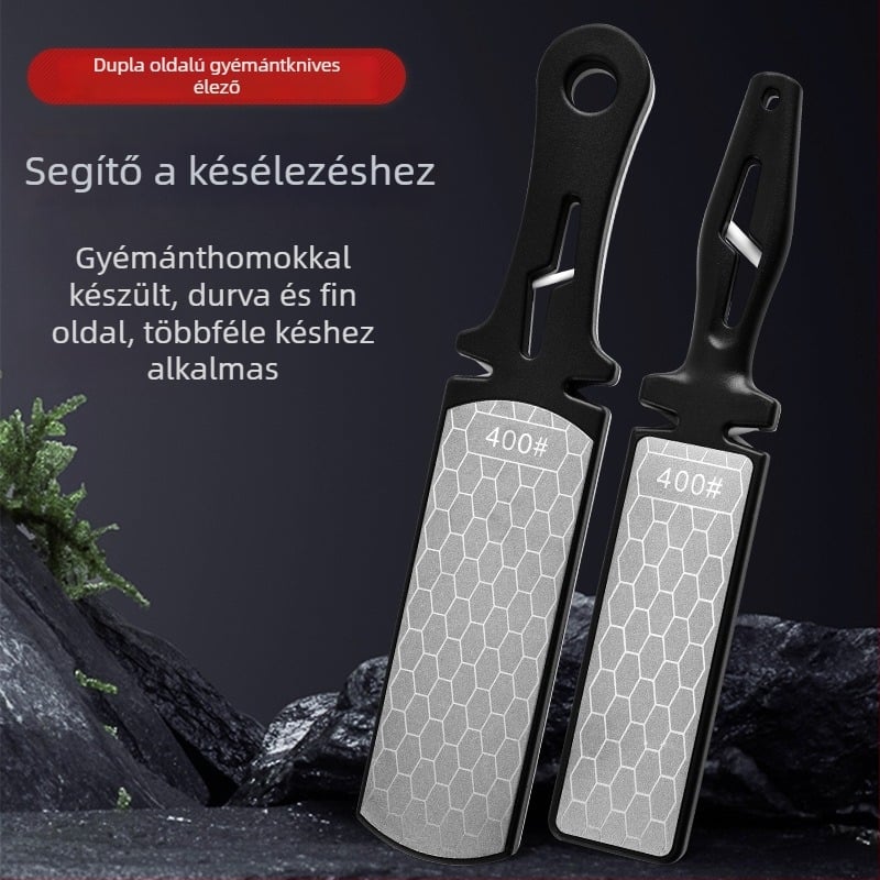 Kétoldalas gyémántos élező eszköz gyors élezéshez konyhai kések és ollók számára; testreszabható feldolgozás; licencelhető magáncímke