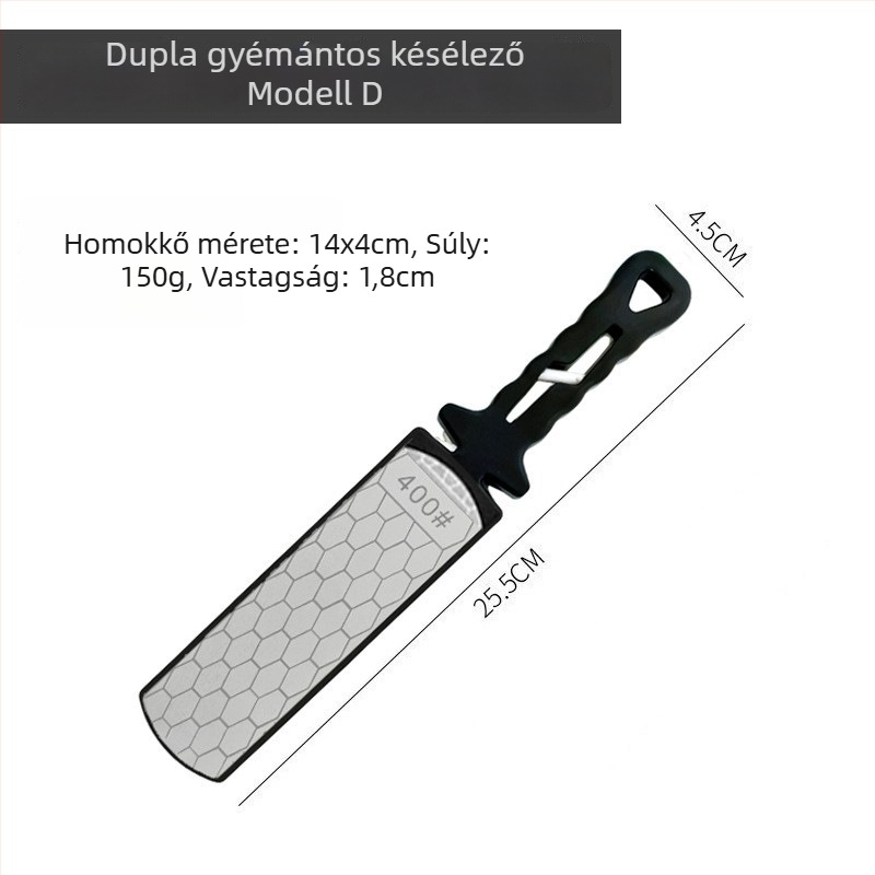 Kétoldalas gyémántos élező eszköz gyors élezéshez konyhai kések és ollók számára; testreszabható feldolgozás; licencelhető magáncímke