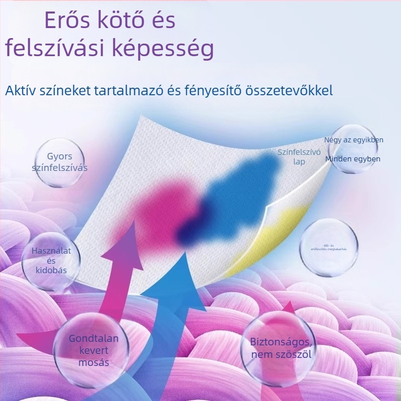 Textilfestékátvitelt megakadályozó lapok mosáshoz, 100 lap, mosógéphez