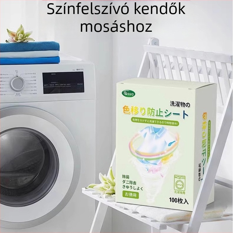 Textilfestékátvitelt megakadályozó lapok mosáshoz, 100 lap, mosógéphez