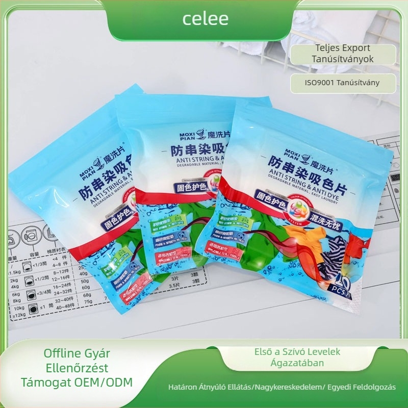 Színek átviteli megakadályozó mosógépi színezőlapok, nemszövött abszorbeáló papír, 20 db/csomag, 200 csomag a kartonban; Márka Magic Washing Tablets
