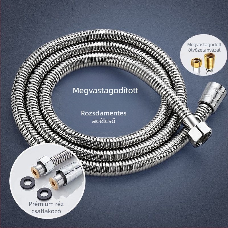 304 rozsdamentes acél zuhanycső, rugalmas, csavaros telepítés, Shouli márka, névleges nyomás 20, üzemi hőmérséklet 100°C