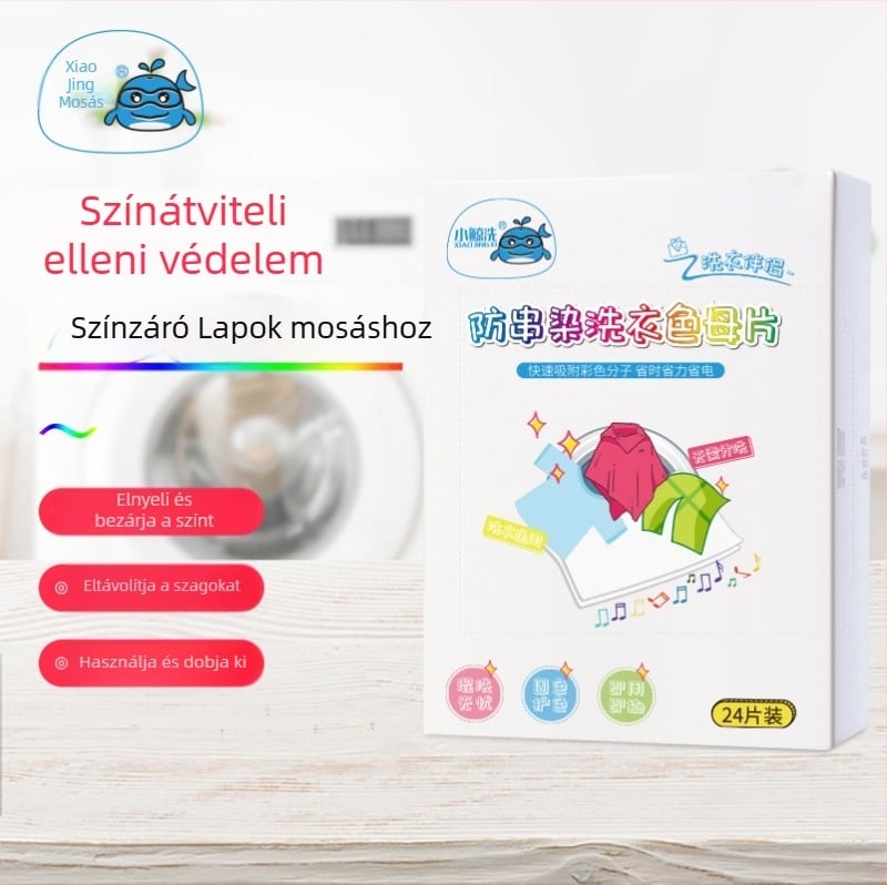 Ruhák mosási színfixáló lap — folt elleni; szag eltávolítás; moly elleni védelem; 24 darab a dobozban; sorozat: Ruhák tisztítása és ápolása; Termékkód C00268
