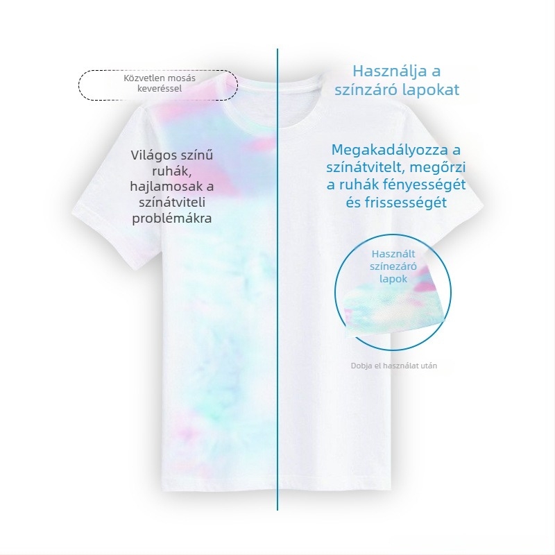 Ruhák mosási színfixáló lap — folt elleni; szag eltávolítás; moly elleni védelem; 24 darab a dobozban; sorozat: Ruhák tisztítása és ápolása; Termékkód C00268