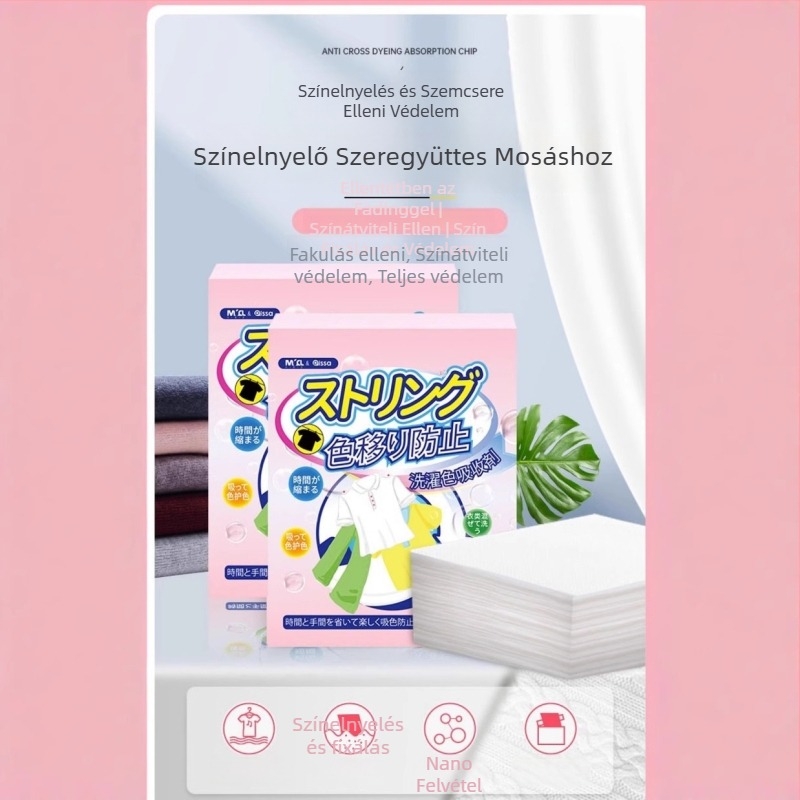 Színátvitel megelőzésére szolgáló mosólapok, 50 lap, színfogó lapok mosógépekhez, színvédelem (Márka: pissa, 50 lap, mosógépekhez, színvédelem, színátvitel megelőzése)