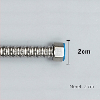 Rozsdamentes acélből készült hajlékony vízbe- és kimeneti cső – WC, mosdó és bojler számára, menetes csatlakozás, 304SS, névleges nyomás 1.0, -15–90°C