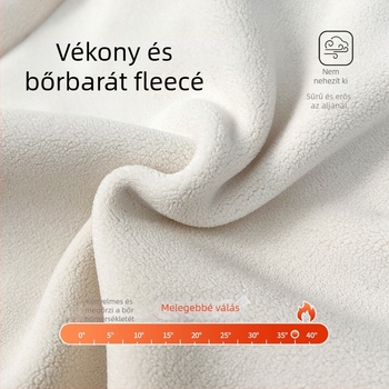 Női dupla oldalas fleece kapucnis pulóver dzseki, karcsú szabás, normál hossz, elöl cipzár, poliészter + spandex
