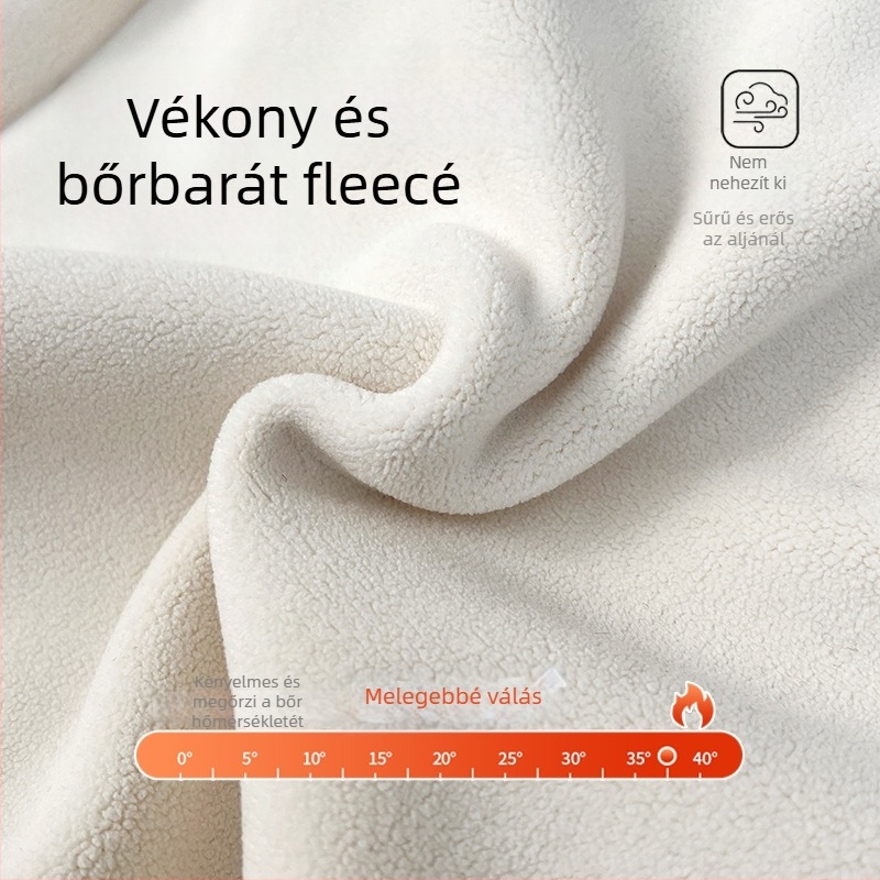 Női dupla oldalas fleece kapucnis pulóver dzseki, karcsú szabás, normál hossz, elöl cipzár, poliészter + spandex