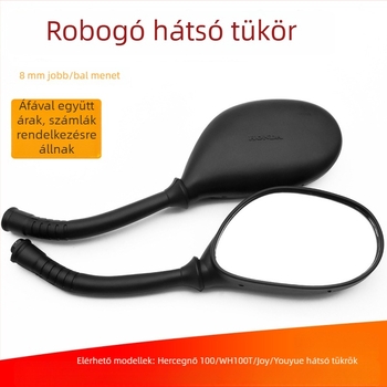 Robogó hátsó tükör - Mojielong, üveg, műanyag + vas, modell WH100T-A-H, műanyag burkolat